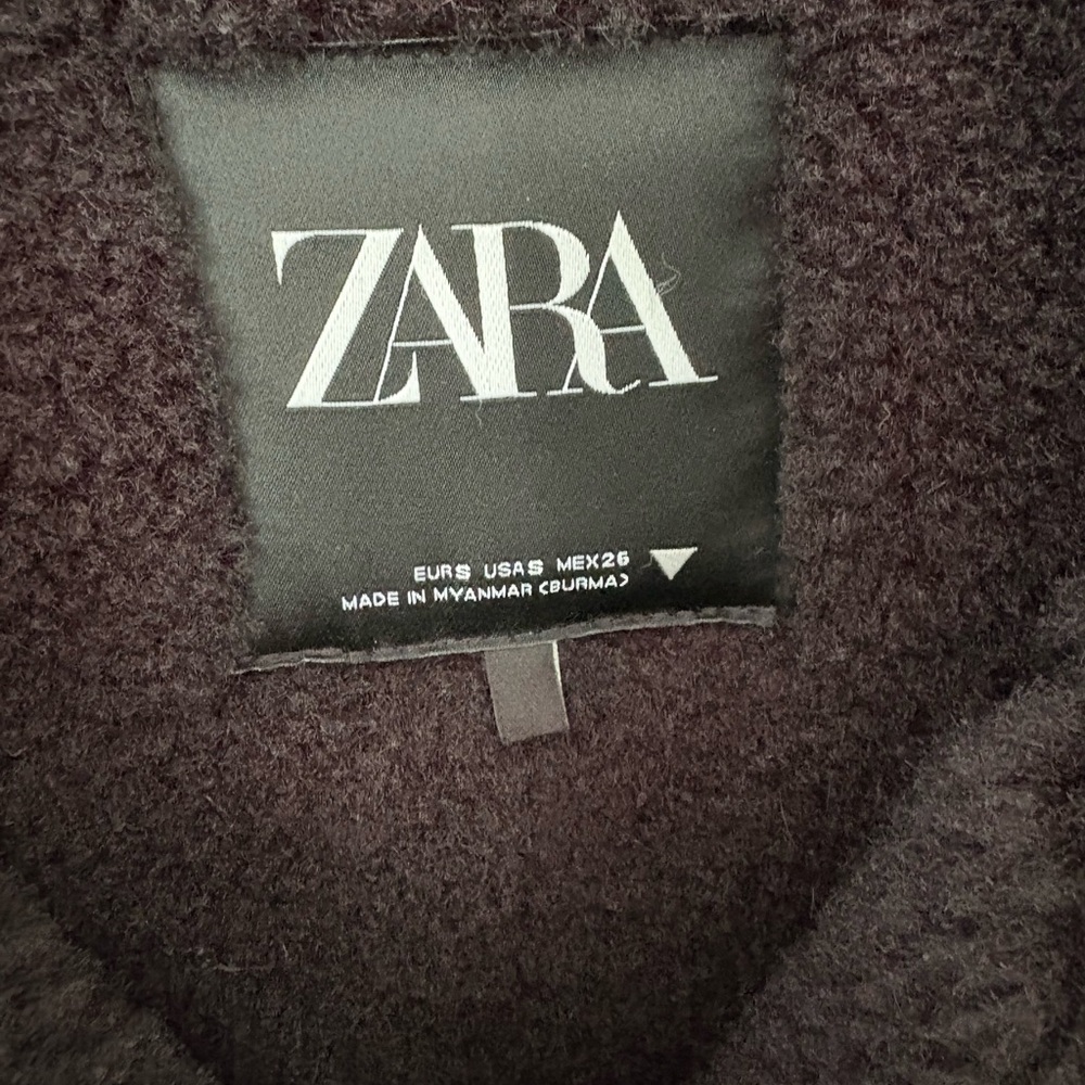 Zara Black Bomber Jacket with Shearling Detail - Picture 9 of 9
